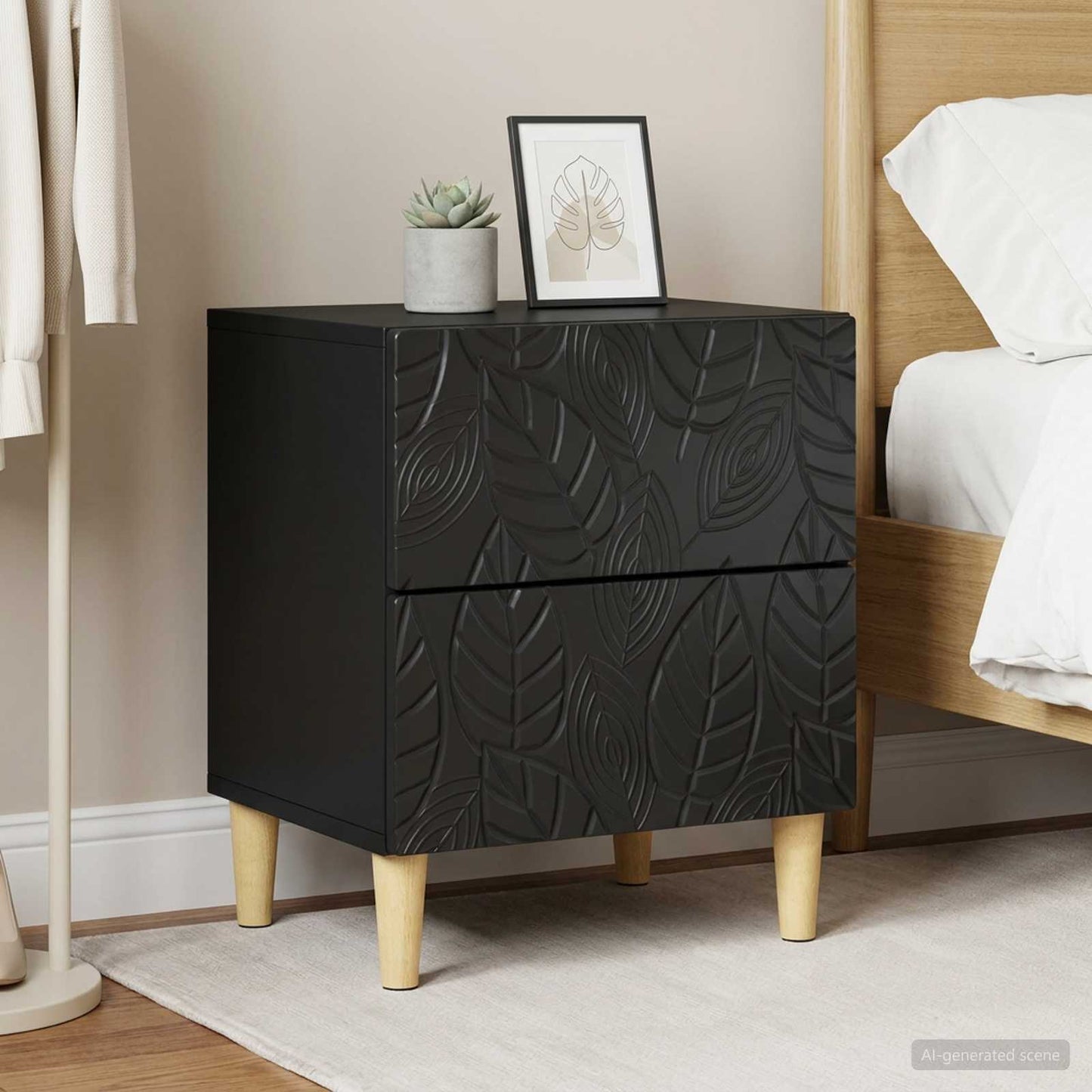 vidaXL Bedside Table 2 pcs Black 43 x 34.5 x 48 cm Engineered Wood