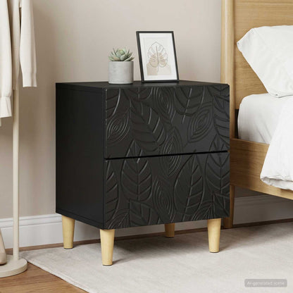 vidaXL Bedside Table 2 pcs Black 43 x 34.5 x 48 cm Engineered Wood