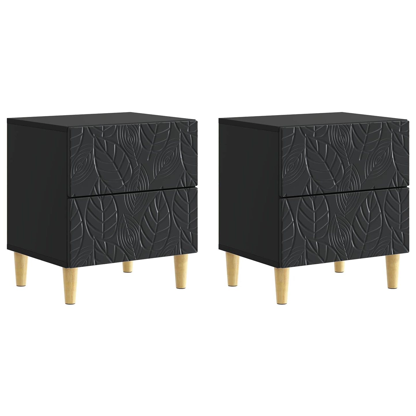 vidaXL Bedside Table 2 pcs Black 43 x 34.5 x 48 cm Engineered Wood