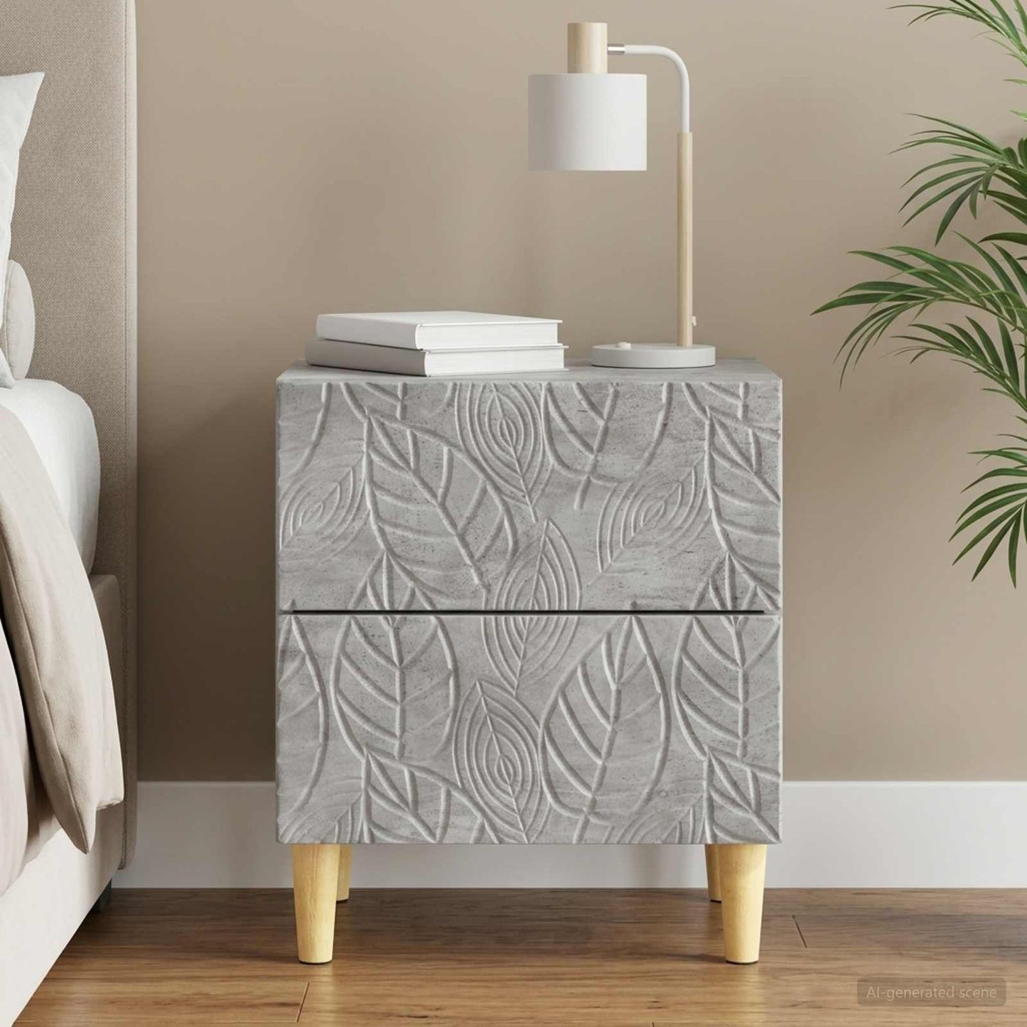 vidaXL Bedside Table Concrete Grey 43 x 34.5 x 48 cm Engineered Wood
