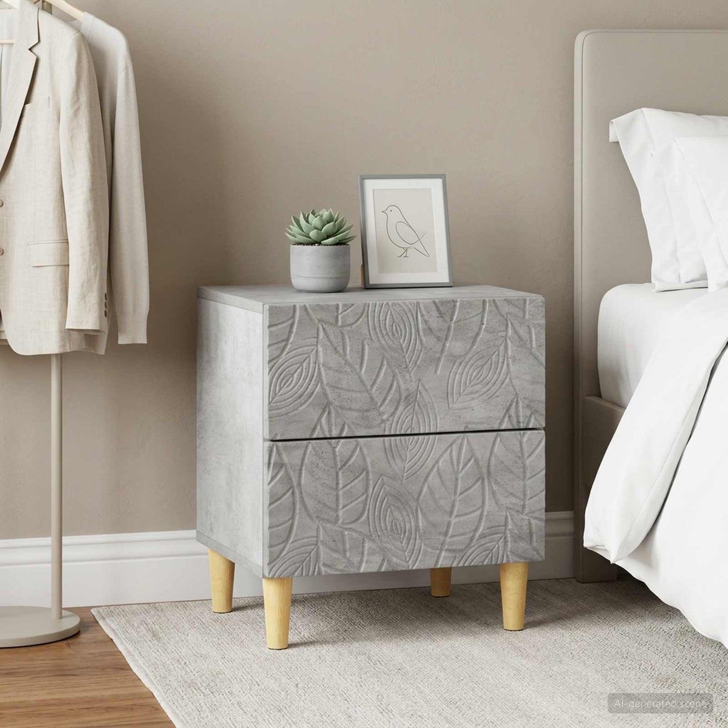 vidaXL Bedside Table 2 pcs Concrete Grey 43 x 34.5 x 48 cm