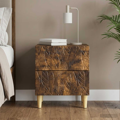 vidaXL Bedside Table Smoked Oak 43 x 34.5 x 48 cm Engineered Wood