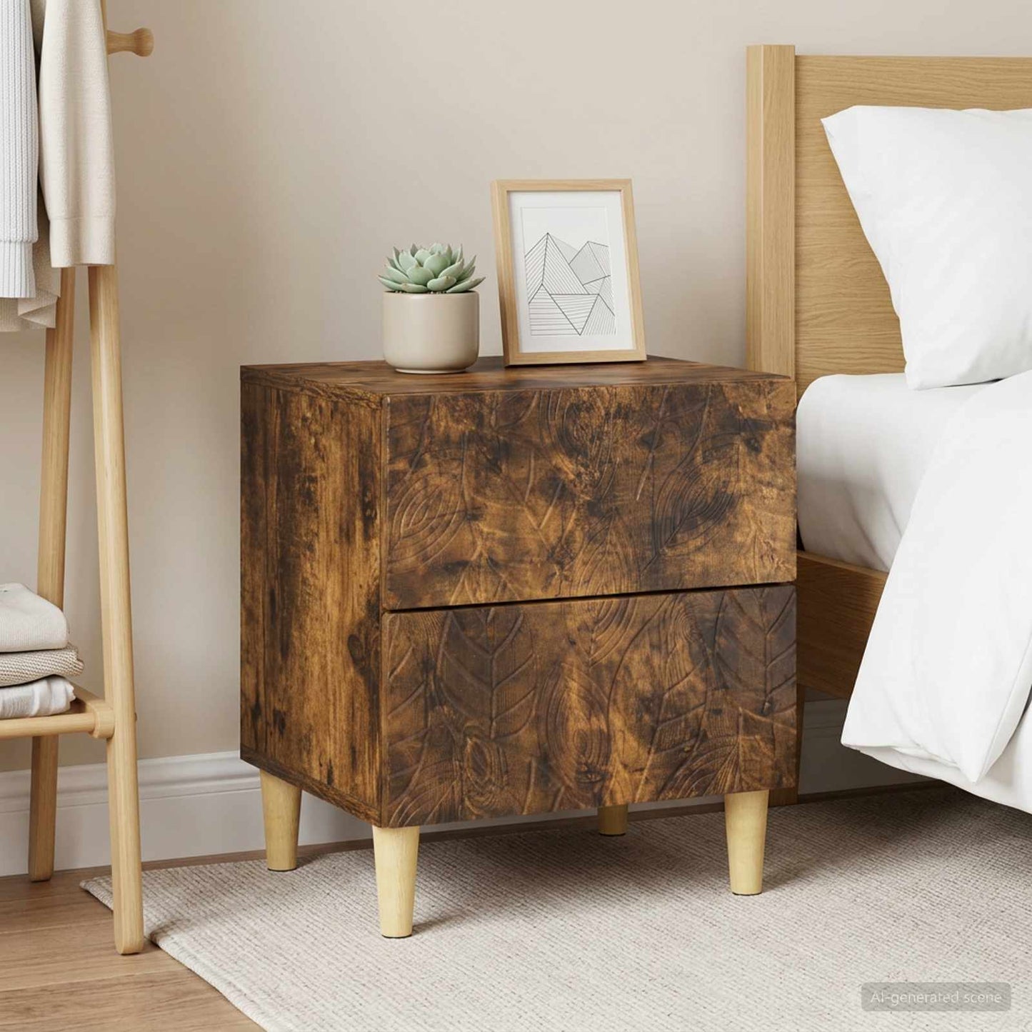 vidaXL Bedside Table 2 pcs Smoked Oak 43 x 34.5 x 48 cm