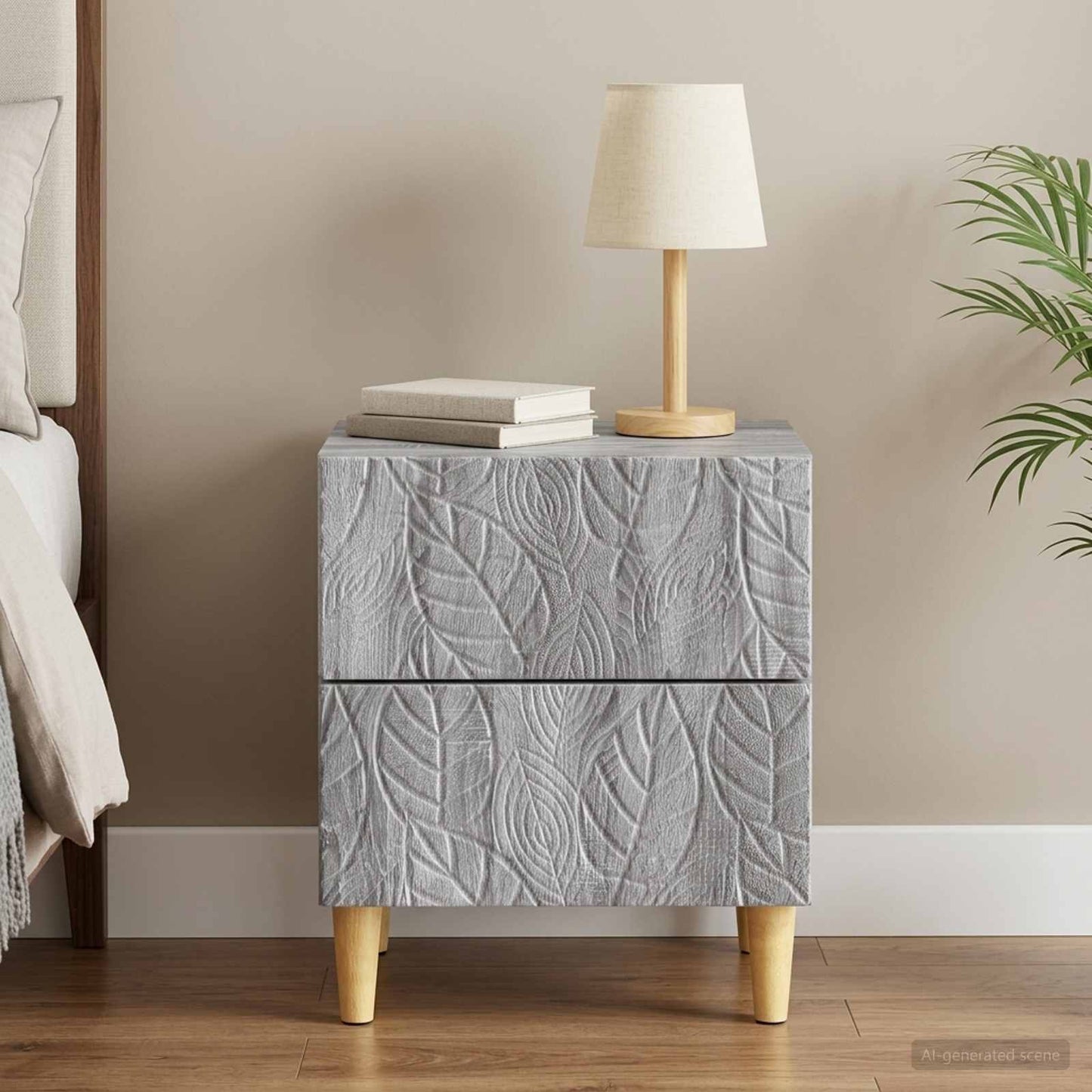 vidaXL Bedside Table Grey Sonoma 43 x 34.5 x 48 cm Engineered Wood