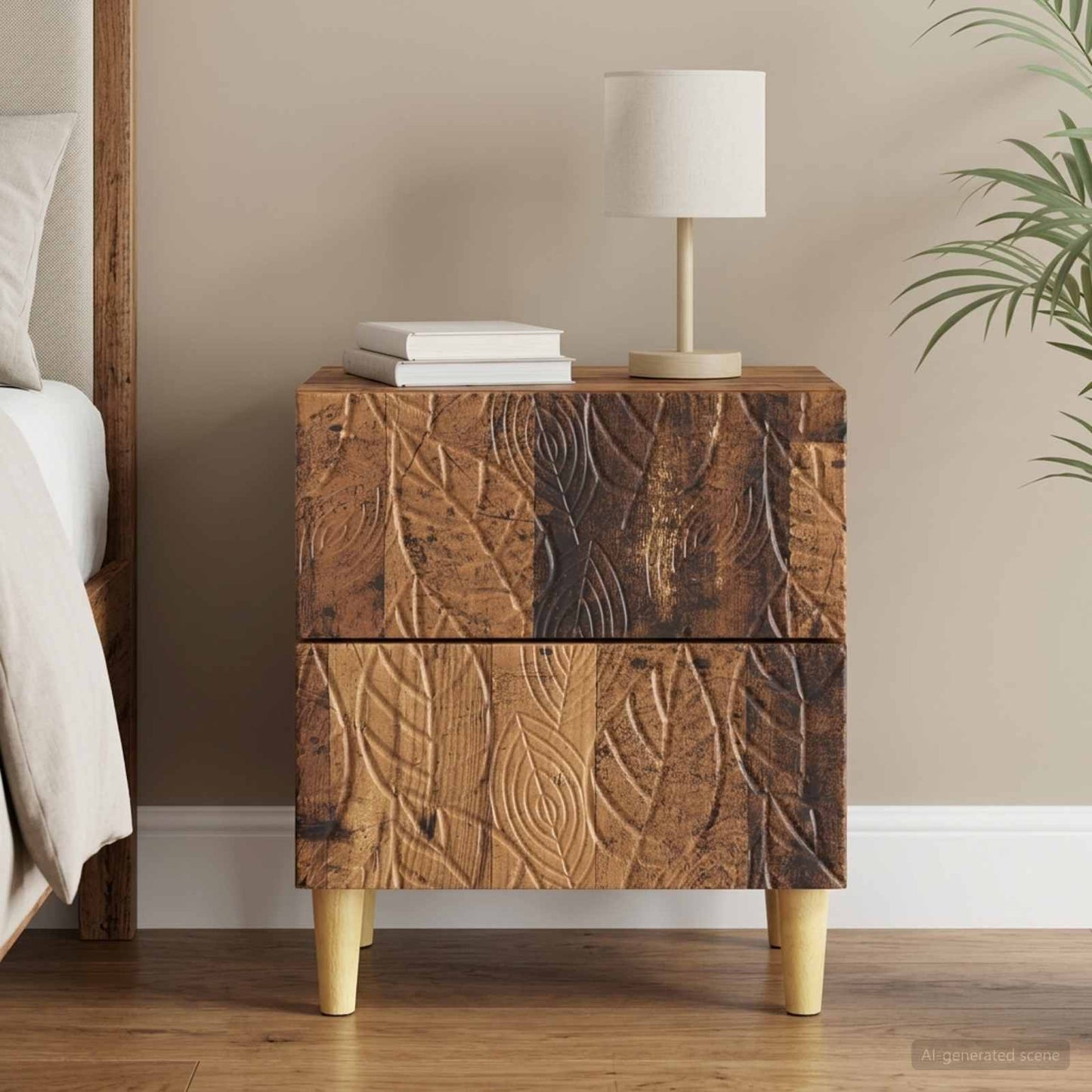 vidaXL Bedside Table Old Wood 43 x 34.5 x 48 cm Engineered Wood