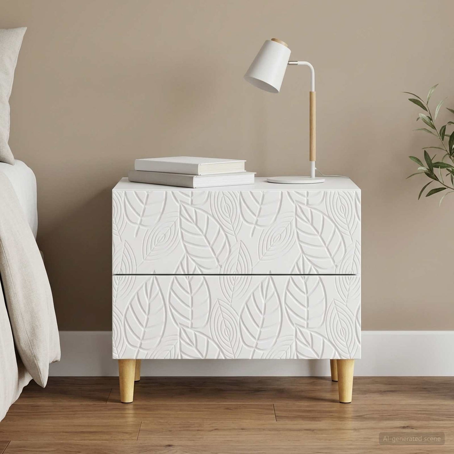 vidaXL Bedside Table White 62 x 34.5 x 48 cm Engineered Wood