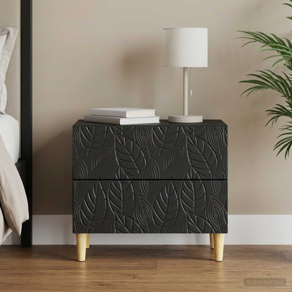 vidaXL Bedside Table Black 62 x 34.5 x 48 cm Engineered Wood