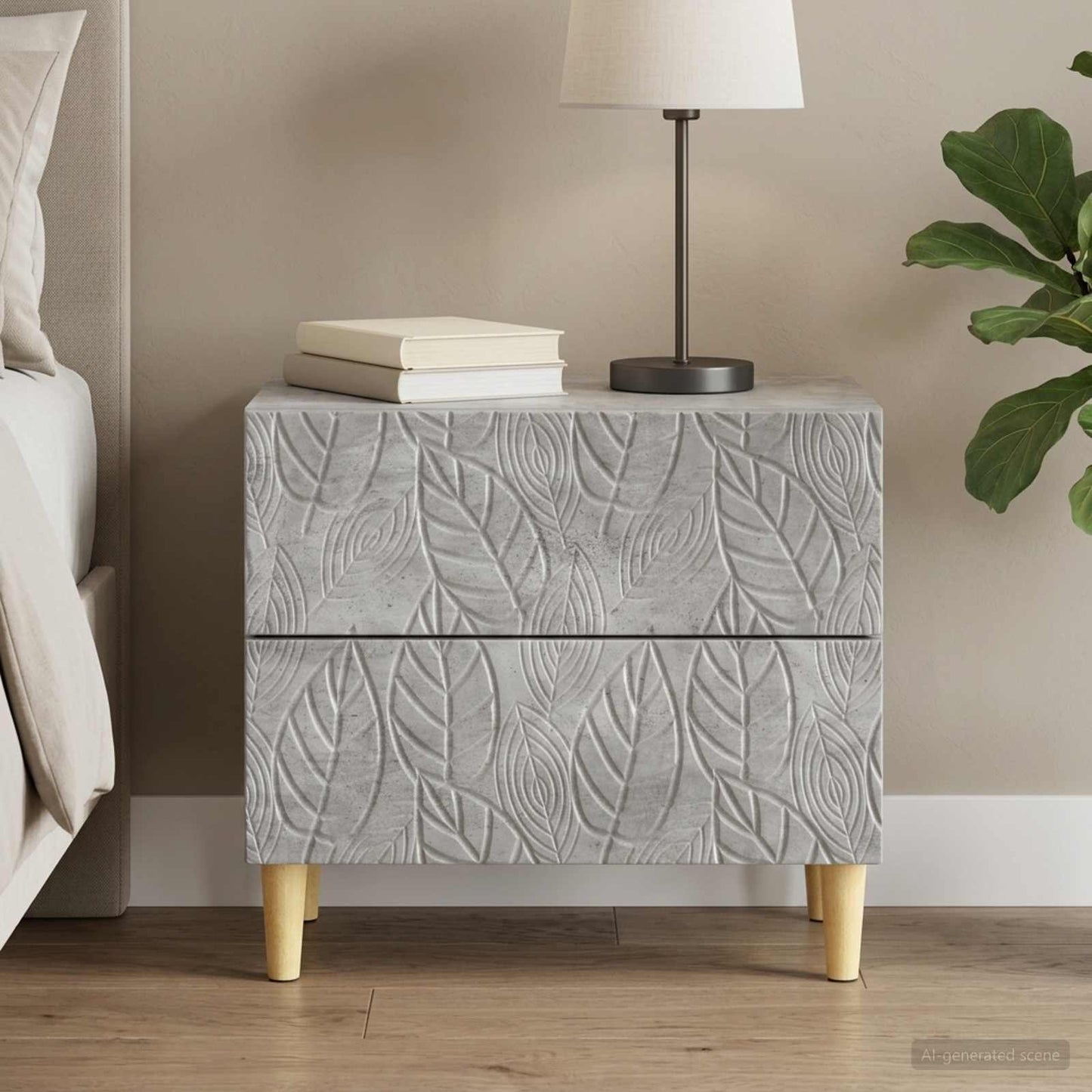vidaXL Bedside Table Concrete Grey 62 x 34.5 x 48 cm Engineered Wood