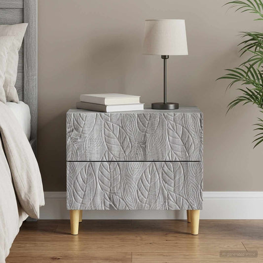 vidaXL Bedside Table Grey Sonoma 62 x 34.5 x 48 cm Engineered Wood