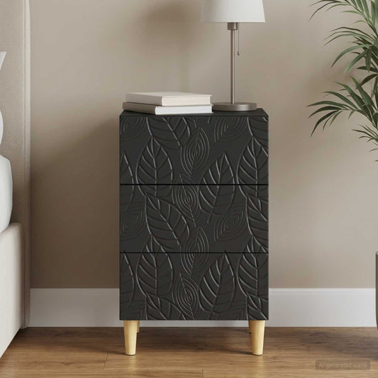 vidaXL Bedside Table Black 43 x 39.5 x 66.5 cm Engineered Wood