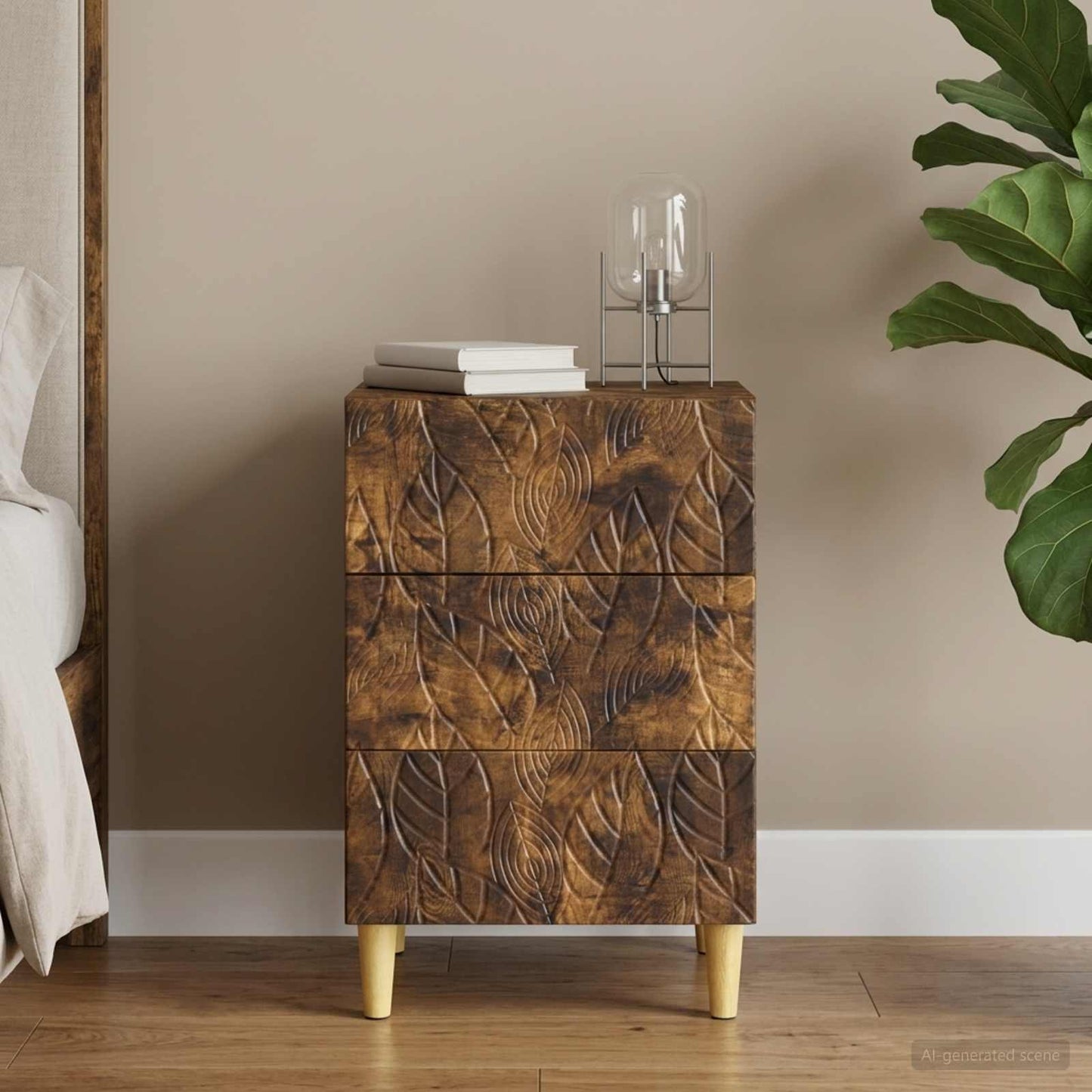 vidaXL Bedside Table Smoked Oak 43 x 39.5 x 66.5 cm Engineered Wood