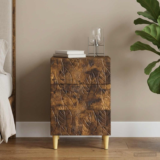 vidaXL Bedside Table Smoked Oak 43 x 39.5 x 66.5 cm Engineered Wood