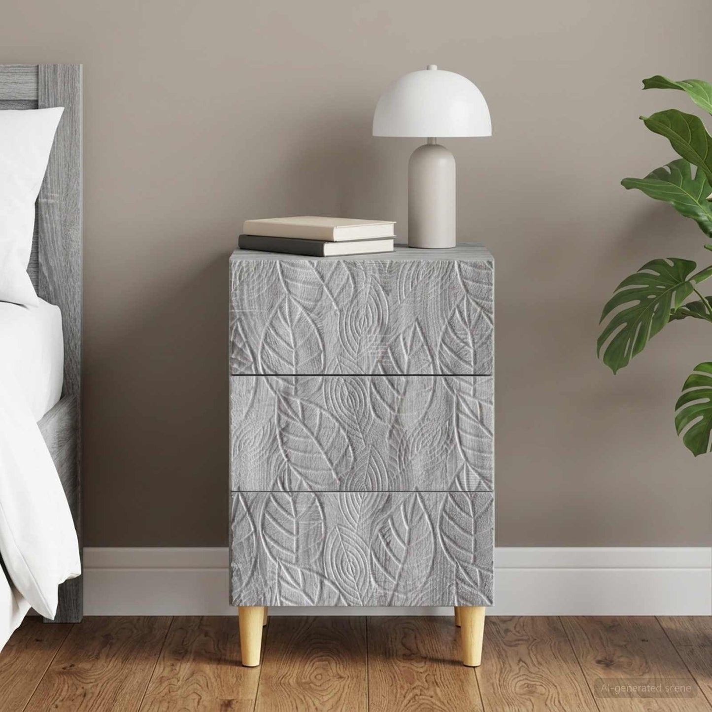 vidaXL Bedside Table Grey Sonoma 43 x 39.5 x 66.5 cm Engineered Wood