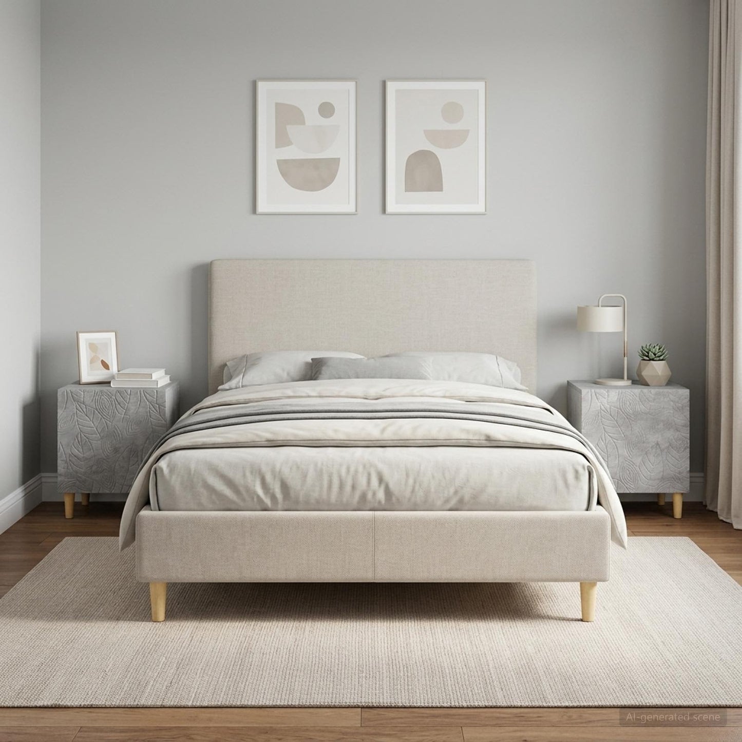 vidaXL Bedside Table 2 pcs Concrete Grey 43 x 34.5 x 50 cm