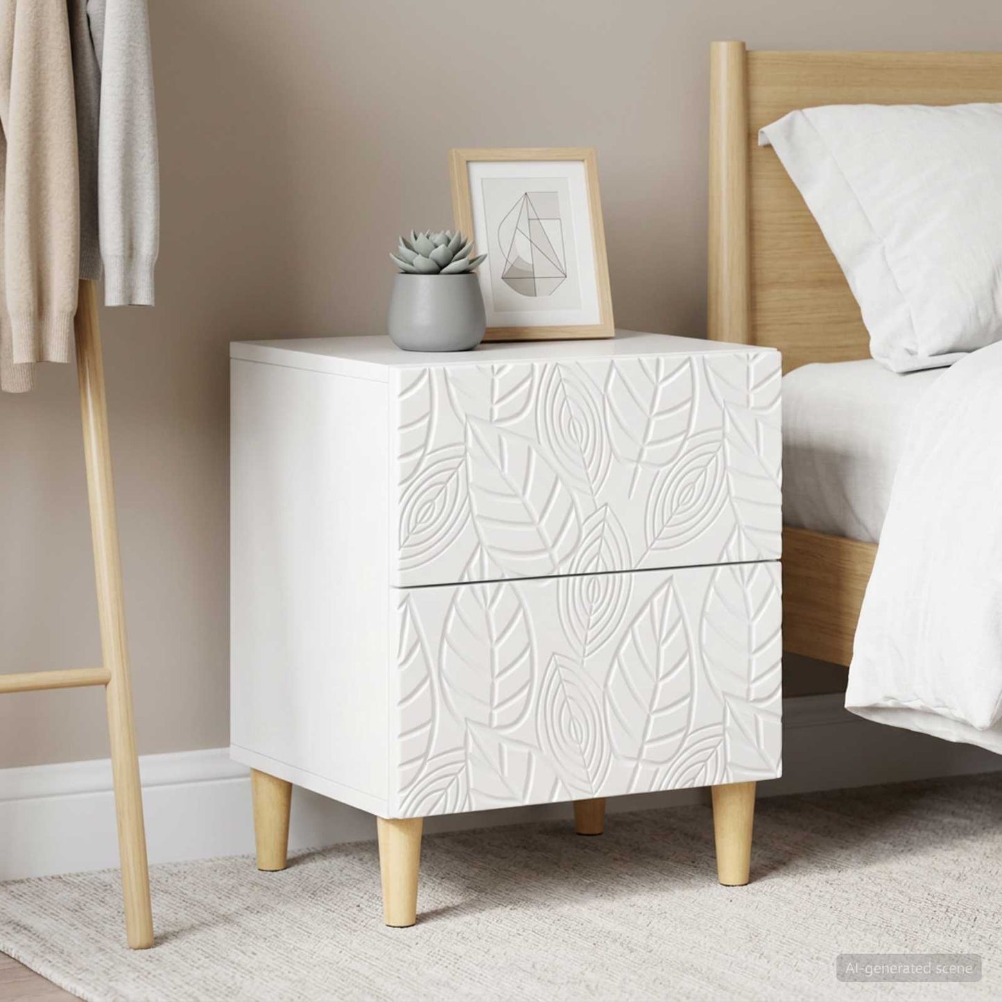 vidaXL Bedside Table 2 pcs High Gloss White 43 x 34.5 x 50 cm
