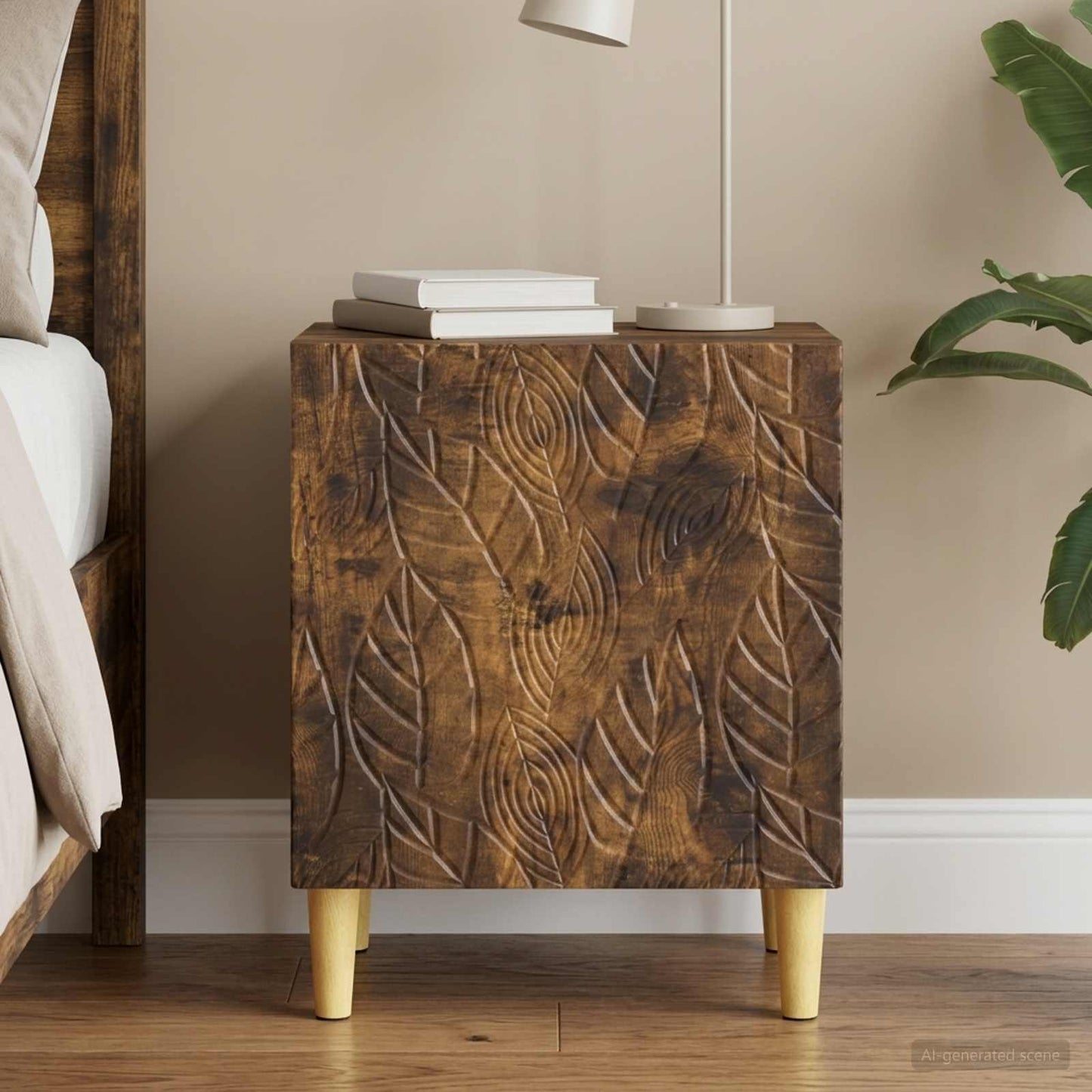 vidaXL Bedside Table Smoked Oak 43 x 34.5 x 50 cm Engineered Wood