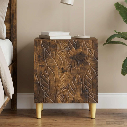 vidaXL Bedside Table Smoked Oak 43 x 34.5 x 50 cm Engineered Wood