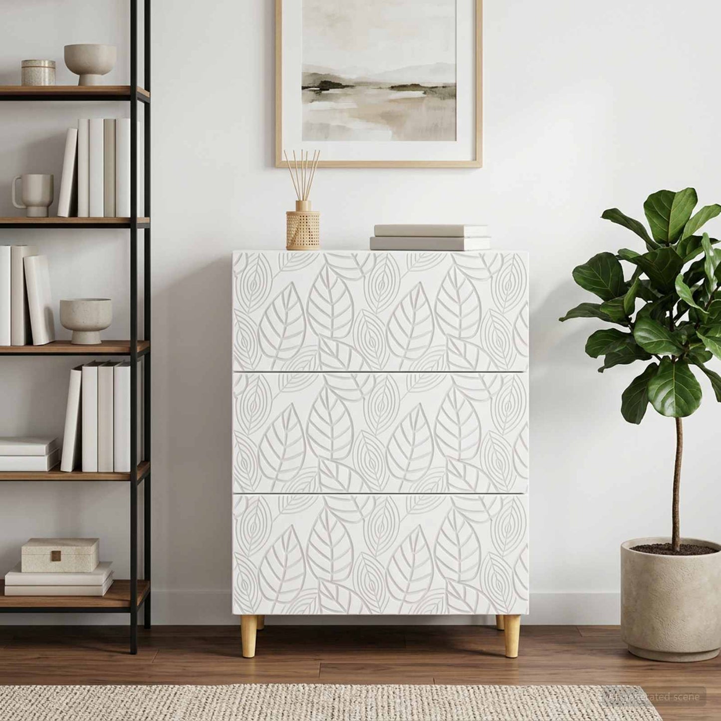 vidaXL Drawer Cabinet White 66 x 34.5 x 90 cm Engineered Wood