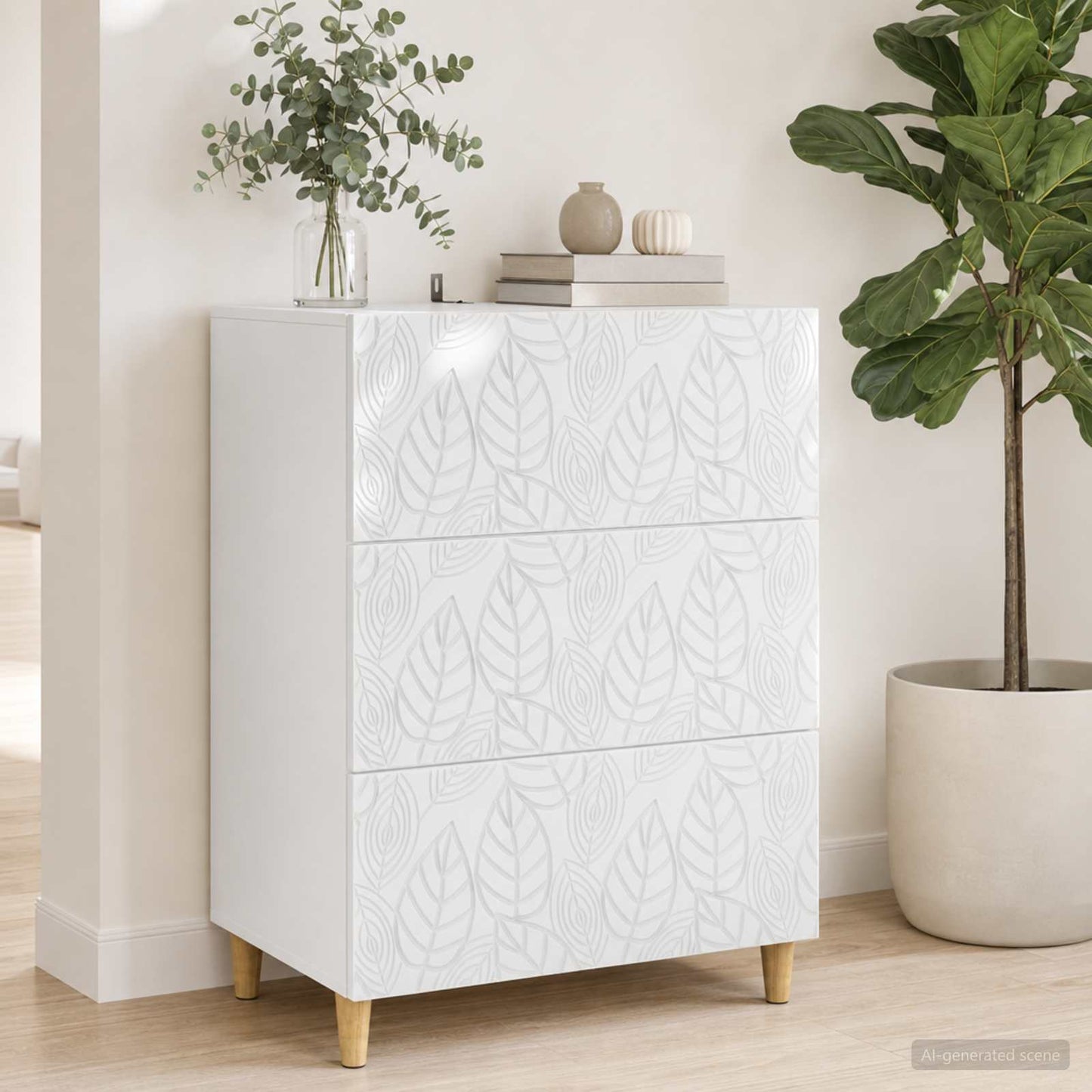 vidaXL Drawer Cabinet White 66 x 34.5 x 90 cm Engineered Wood