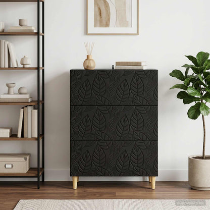 vidaXL Drawer Cabinet Black 66 x 34.5 x 90 cm Engineered Wood