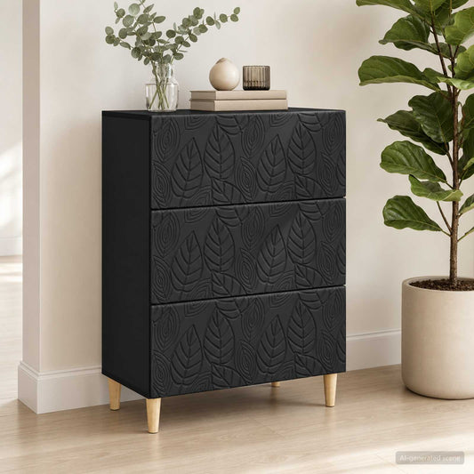 vidaXL Drawer Cabinet Black 66 x 34.5 x 90 cm Engineered Wood