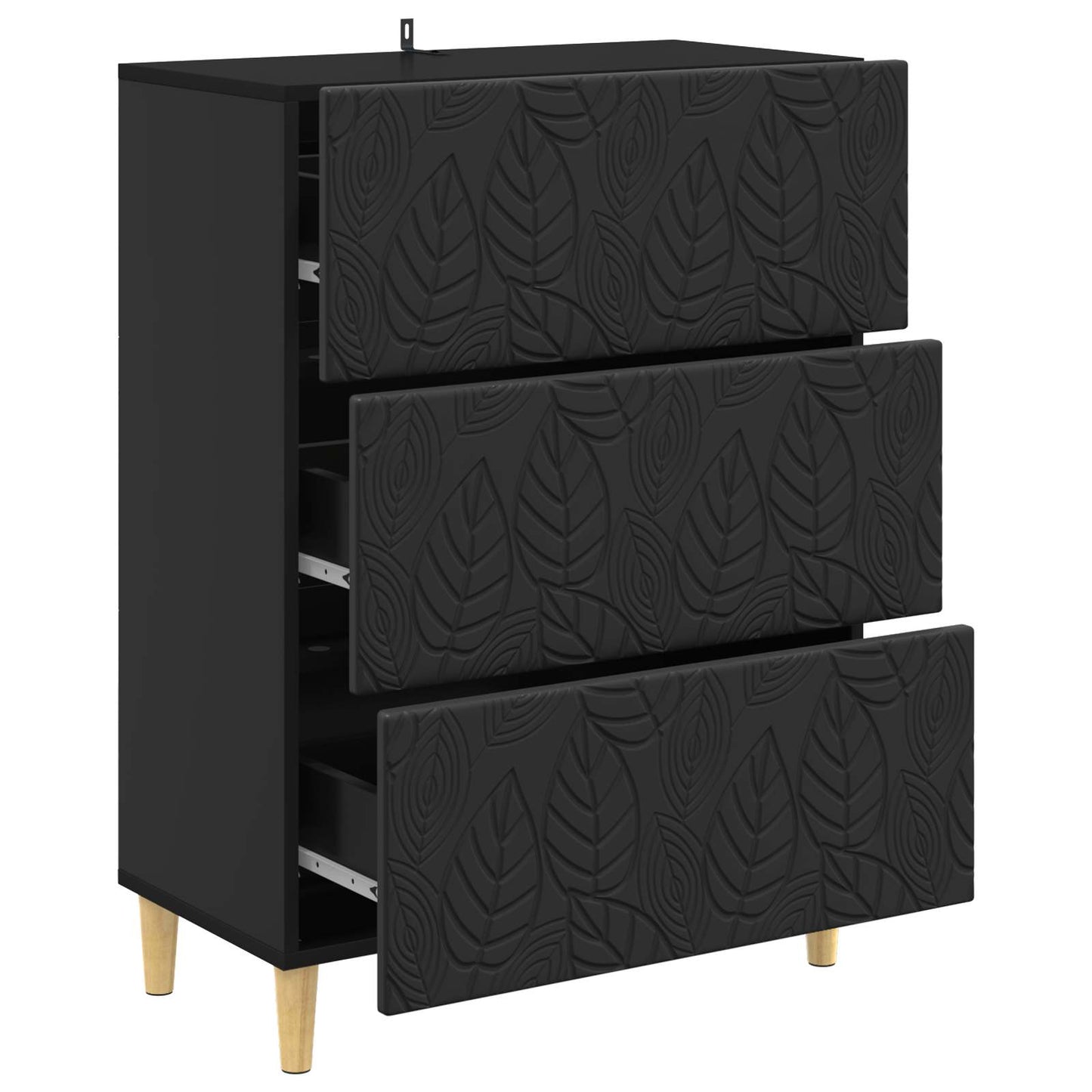 vidaXL Drawer Cabinet Black 66 x 34.5 x 90 cm Engineered Wood