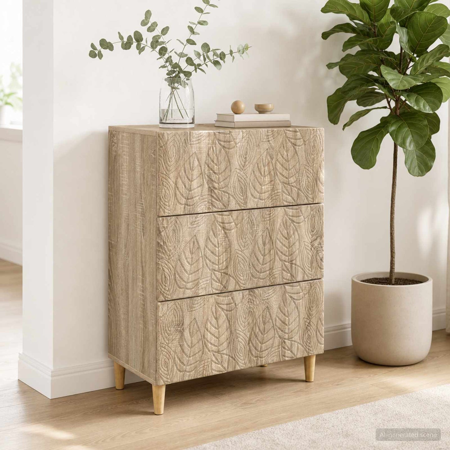 vidaXL Drawer Cabinet Sonoma Oak 66 x 34.5 x 90 cm Engineered Wood