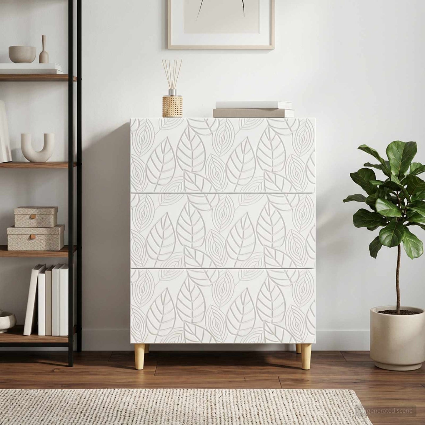 vidaXL Drawer Cabinet High Gloss White 66 x 34.5 x 90 cm
