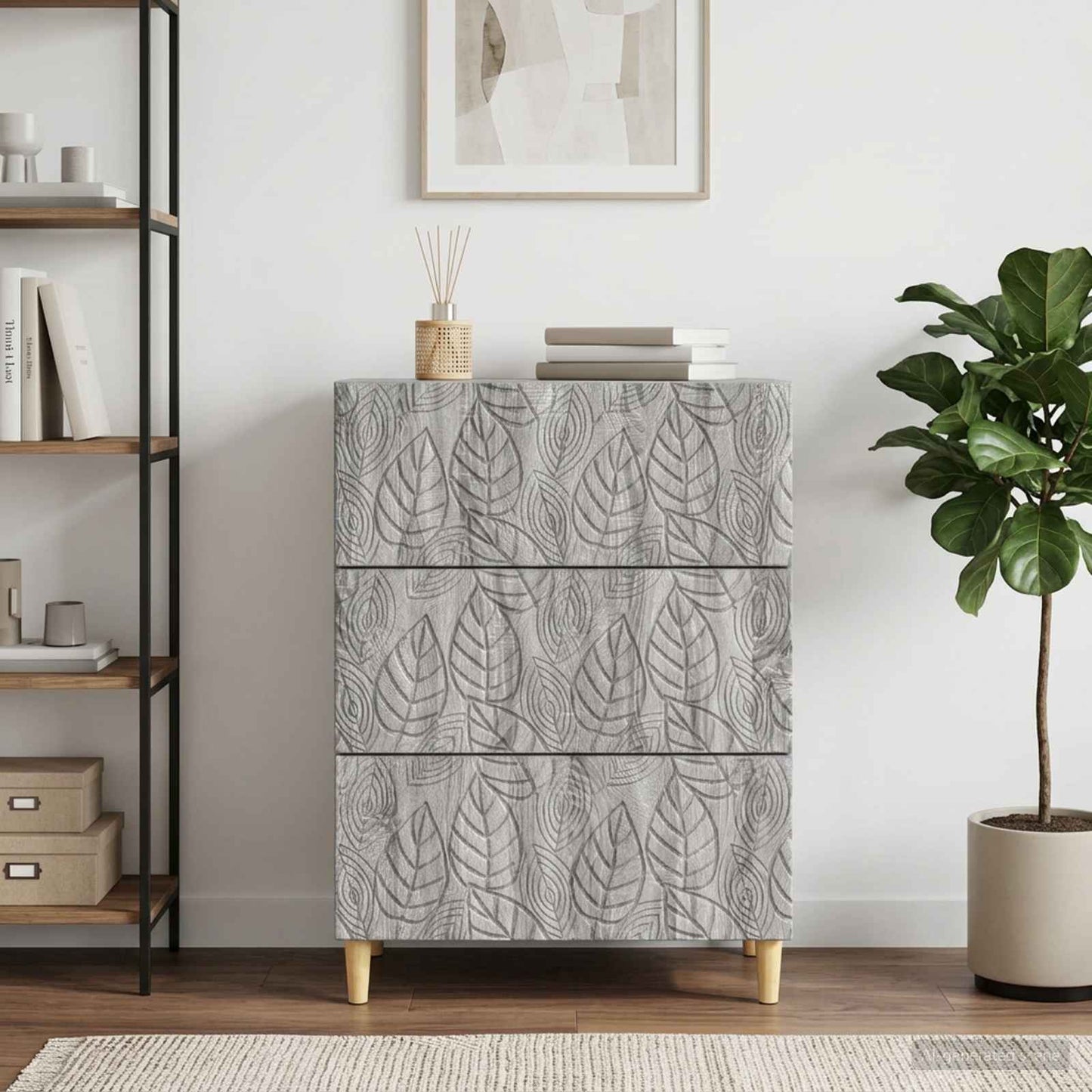 vidaXL Drawer Cabinet Grey Sonoma 66 x 34.5 x 90 cm Engineered Wood