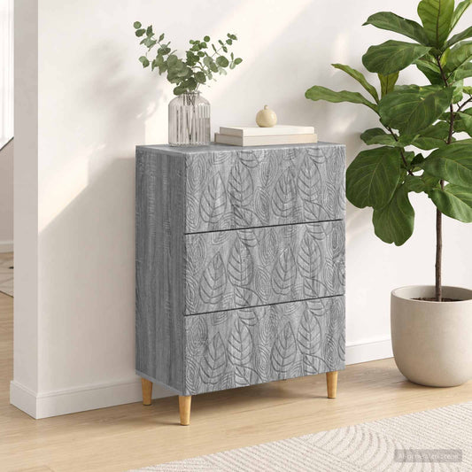 vidaXL Drawer Cabinet Grey Sonoma 66 x 34.5 x 90 cm Engineered Wood
