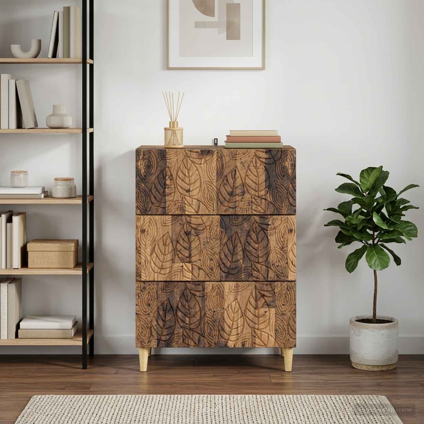 vidaXL Drawer Cabinet Old Wood 66 x 34.5 x 90 cm Engineered Wood