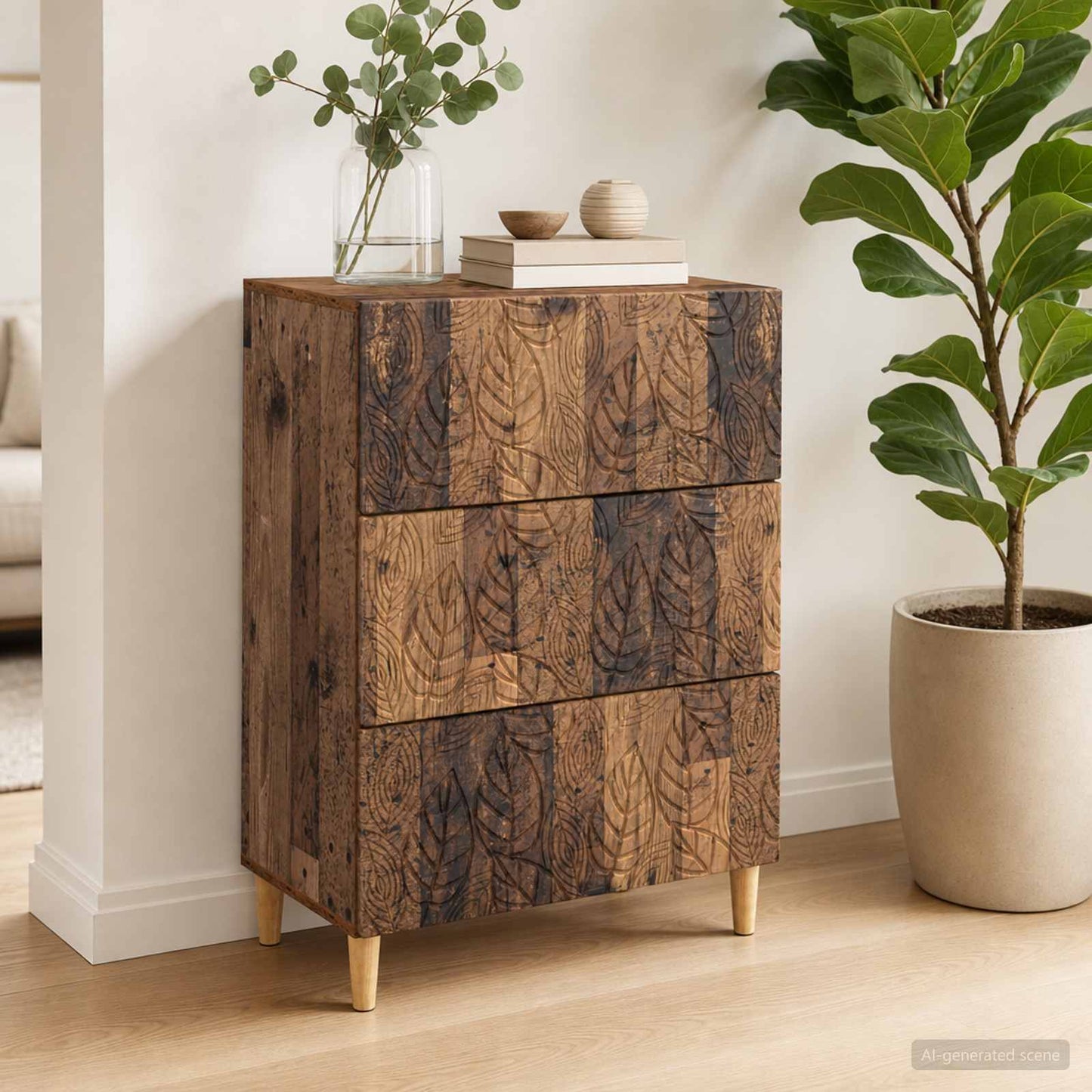 vidaXL Drawer Cabinet Old Wood 66 x 34.5 x 90 cm Engineered Wood