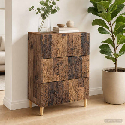 vidaXL Drawer Cabinet Old Wood 66 x 34.5 x 90 cm Engineered Wood