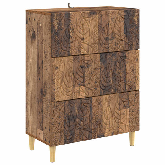 vidaXL Drawer Cabinet Old Wood 66 x 34.5 x 90 cm Engineered Wood