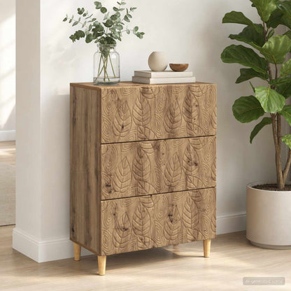 vidaXL Drawer Cabinet Artisan Oak 66 x 34.5 x 90 cm Engineered Wood