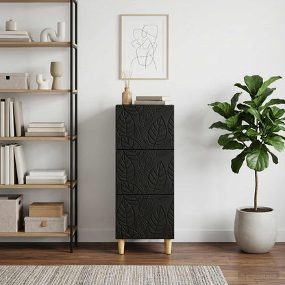 vidaXL Drawer Cabinet Black 33 x 34.5 x 90 cm Engineered Wood