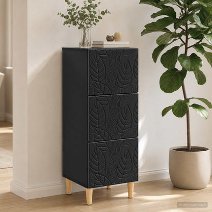 vidaXL Drawer Cabinet Black 33 x 34.5 x 90 cm Engineered Wood