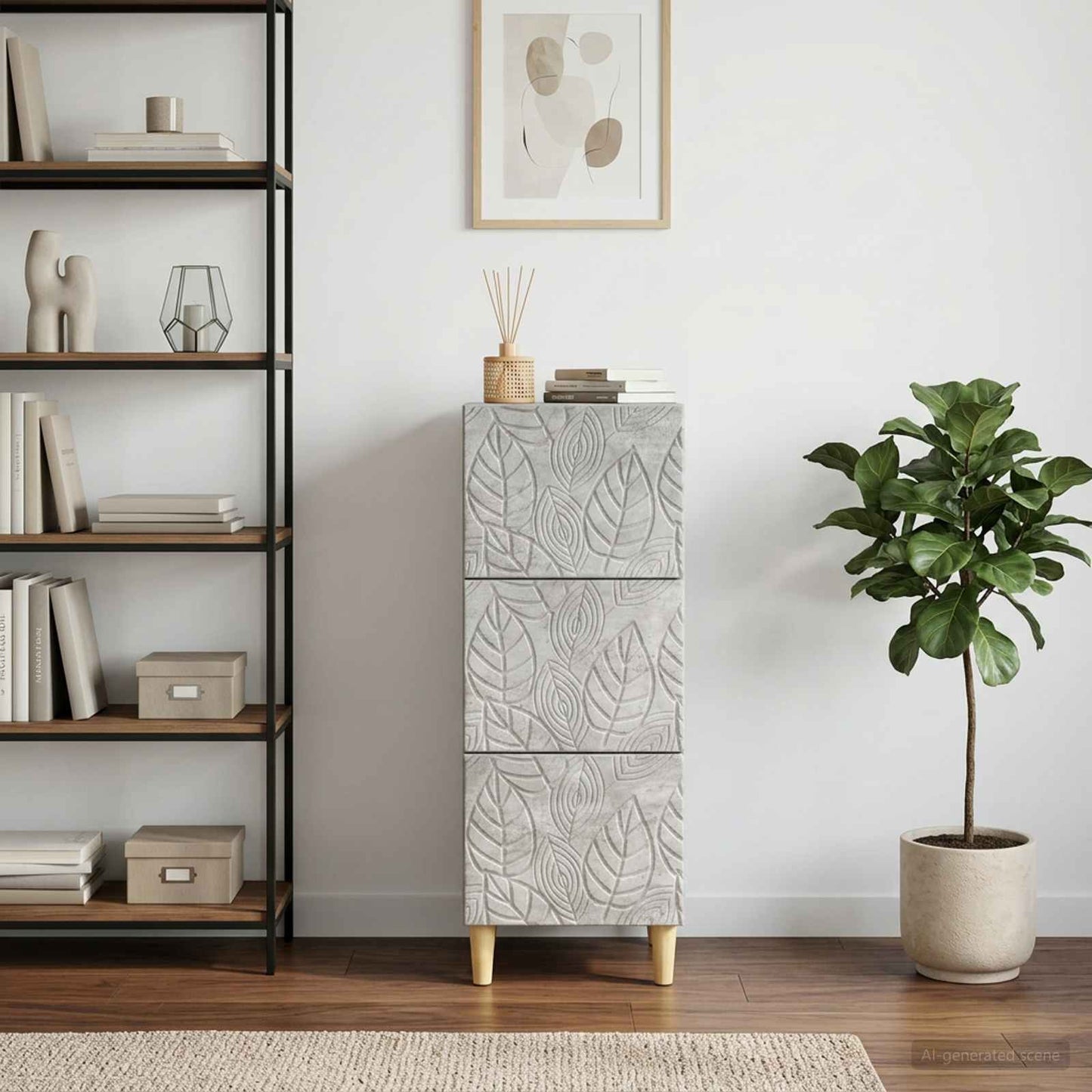vidaXL Drawer Cabinet Concrete Grey 33 x 34.5 x 90 cm Engineered Wood