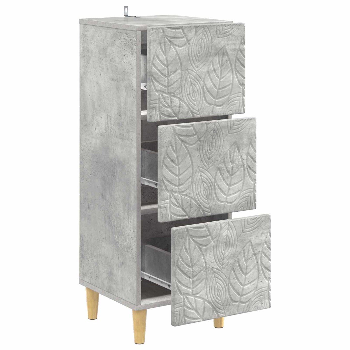 vidaXL Drawer Cabinet Concrete Grey 33 x 34.5 x 90 cm Engineered Wood