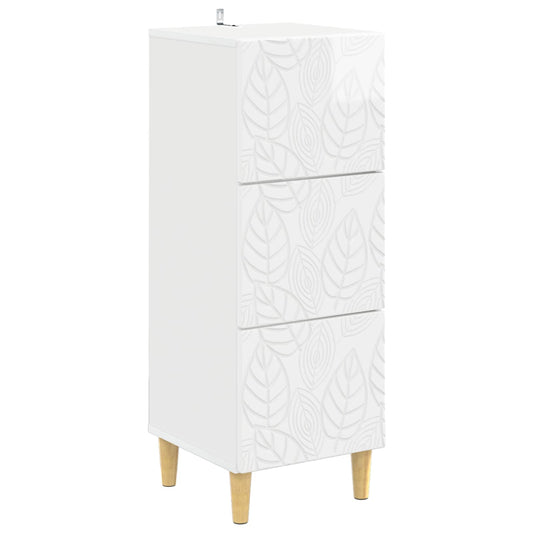 vidaXL Drawer Cabinet High Gloss White 33 x 34.5 x 90 cm
