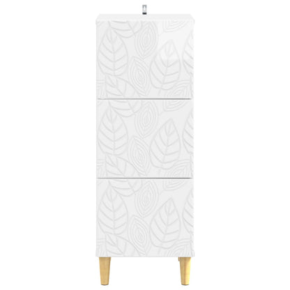 vidaXL Drawer Cabinet High Gloss White 33 x 34.5 x 90 cm
