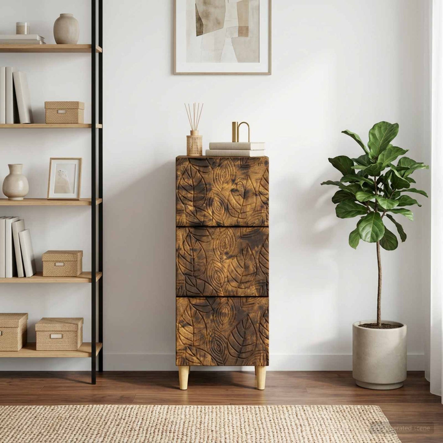 vidaXL Drawer Cabinet Smoked Oak 33 x 34.5 x 90 cm Engineered Wood