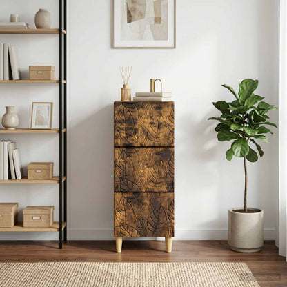 vidaXL Drawer Cabinet Smoked Oak 33 x 34.5 x 90 cm Engineered Wood