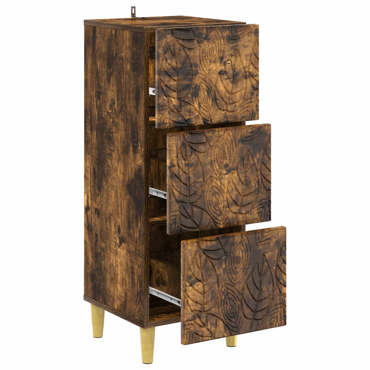 vidaXL Drawer Cabinet Smoked Oak 33 x 34.5 x 90 cm Engineered Wood