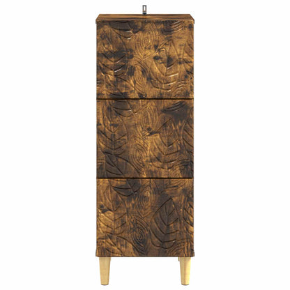 vidaXL Drawer Cabinet Smoked Oak 33 x 34.5 x 90 cm Engineered Wood