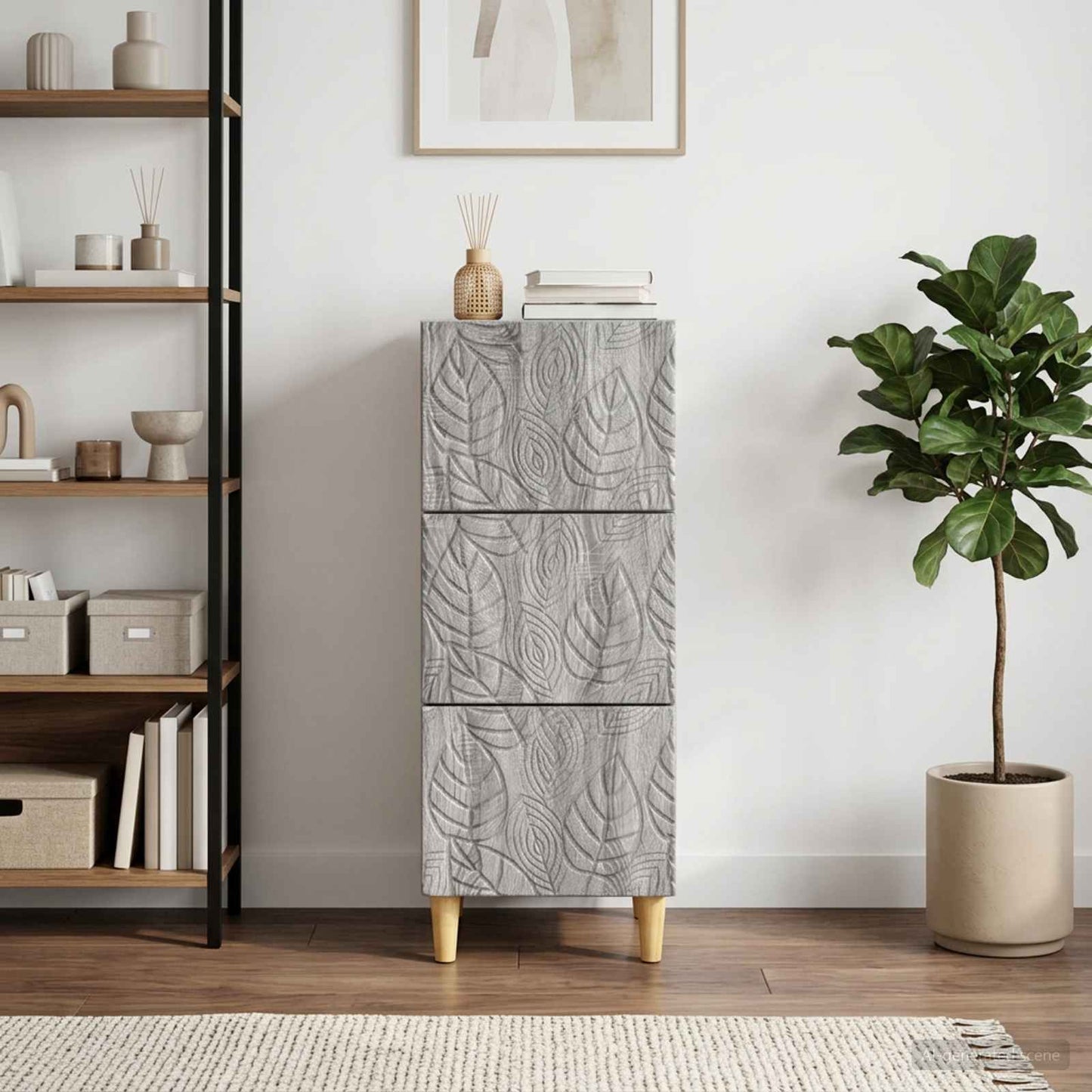 vidaXL Drawer Cabinet Grey Sonoma 33 x 34.5 x 90 cm Engineered Wood