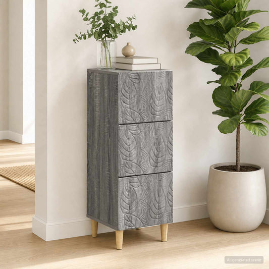 vidaXL Drawer Cabinet Grey Sonoma 33 x 34.5 x 90 cm Engineered Wood