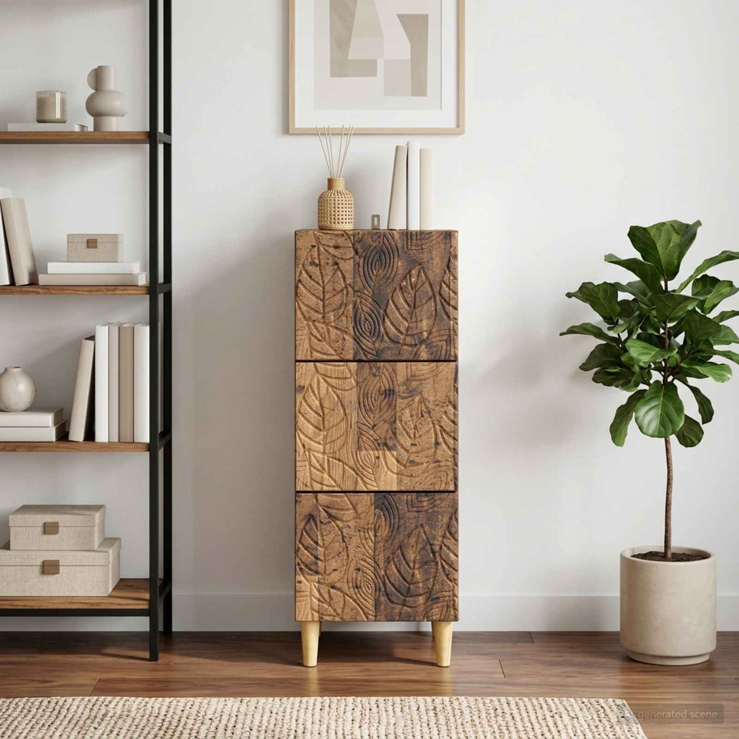 vidaXL Drawer Cabinet Old Wood 33 x 34.5 x 90 cm Engineered Wood