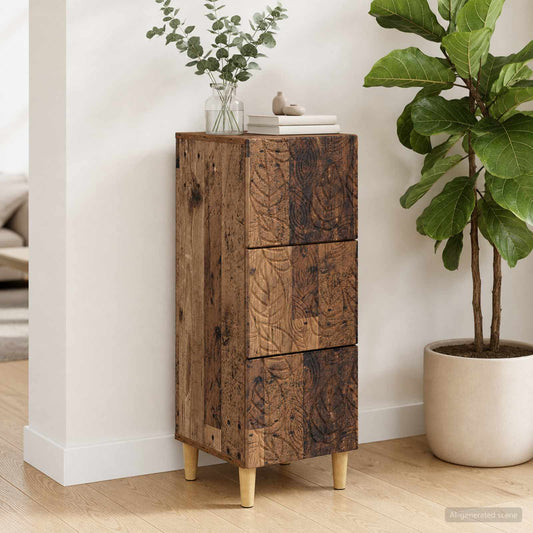 vidaXL Drawer Cabinet Old Wood 33 x 34.5 x 90 cm Engineered Wood