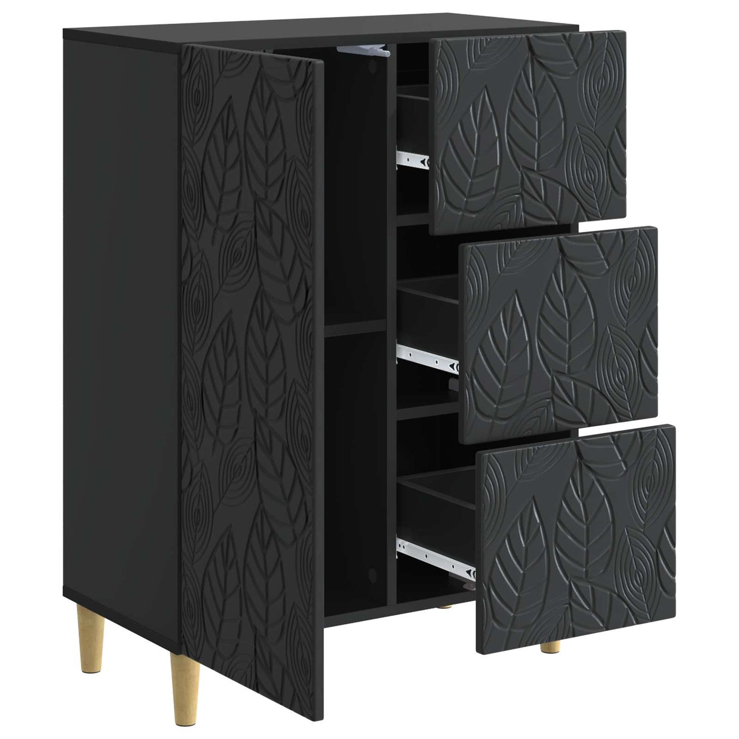 vidaXL Sideboard Black 66 x 34.5 x 90 cm Engineered Wood